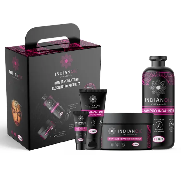 انديان اويل - مجموعة علاج واستعادة صحة الشعر المنزلية 4 قطع