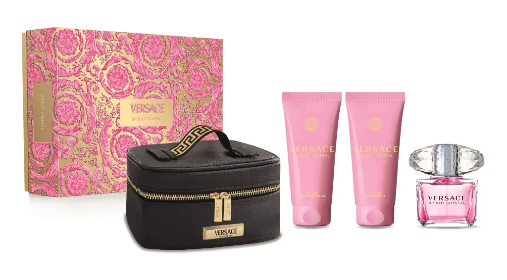 VERSACE - GIFT SET BRIGHT CRYSTAL EDT 90ML + SHOWER GEL 100ML + LOTION 100ML + SMALL BEAUTY CASE