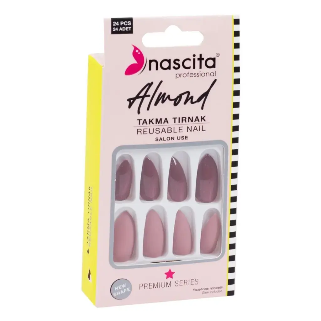 NASCITA - ALMOND REUSABLE NAIL 24PCS WITH GLUE 151