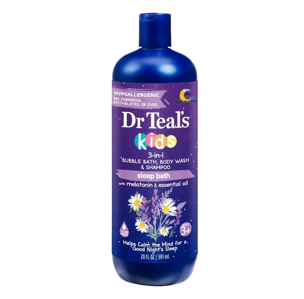 DR TEAL'S - KIDS 3-IN-1 SLEEP BATH BUBBLE BATH BODY WASH & SHAMPOO WITH MELATONIN & ESSENTIAL OILS-LAVENDER 591ML