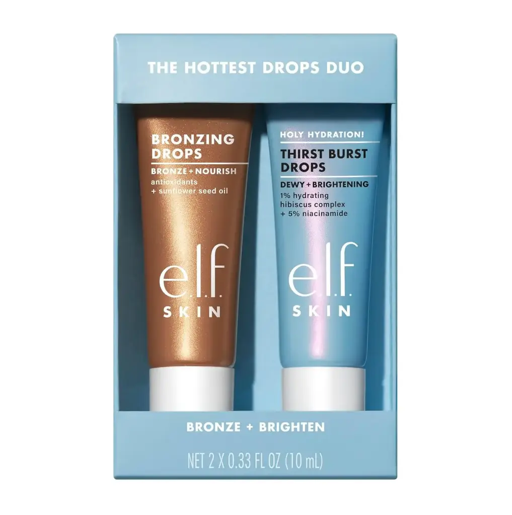 ELF - THE HOTTEST DROPS MINI DUO - BRONZING DROPS 10 ML & HOLY HYDRATION! THIRST BURST DROPS 10ML