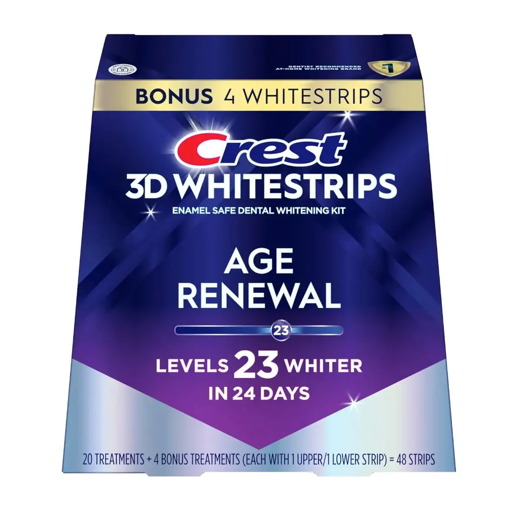 CREST - 3D WHITESTRIPS AGE RENEWAL TEETH WHITENING LEVELS 23 WHITER IN 24 DAYS KIT 48 STRIPS