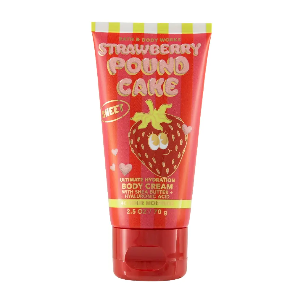 BATH & BODY WORKS - STRAWBERRY POUND CAKE BODY CREAM 24 HOUR MOISTURE 70G