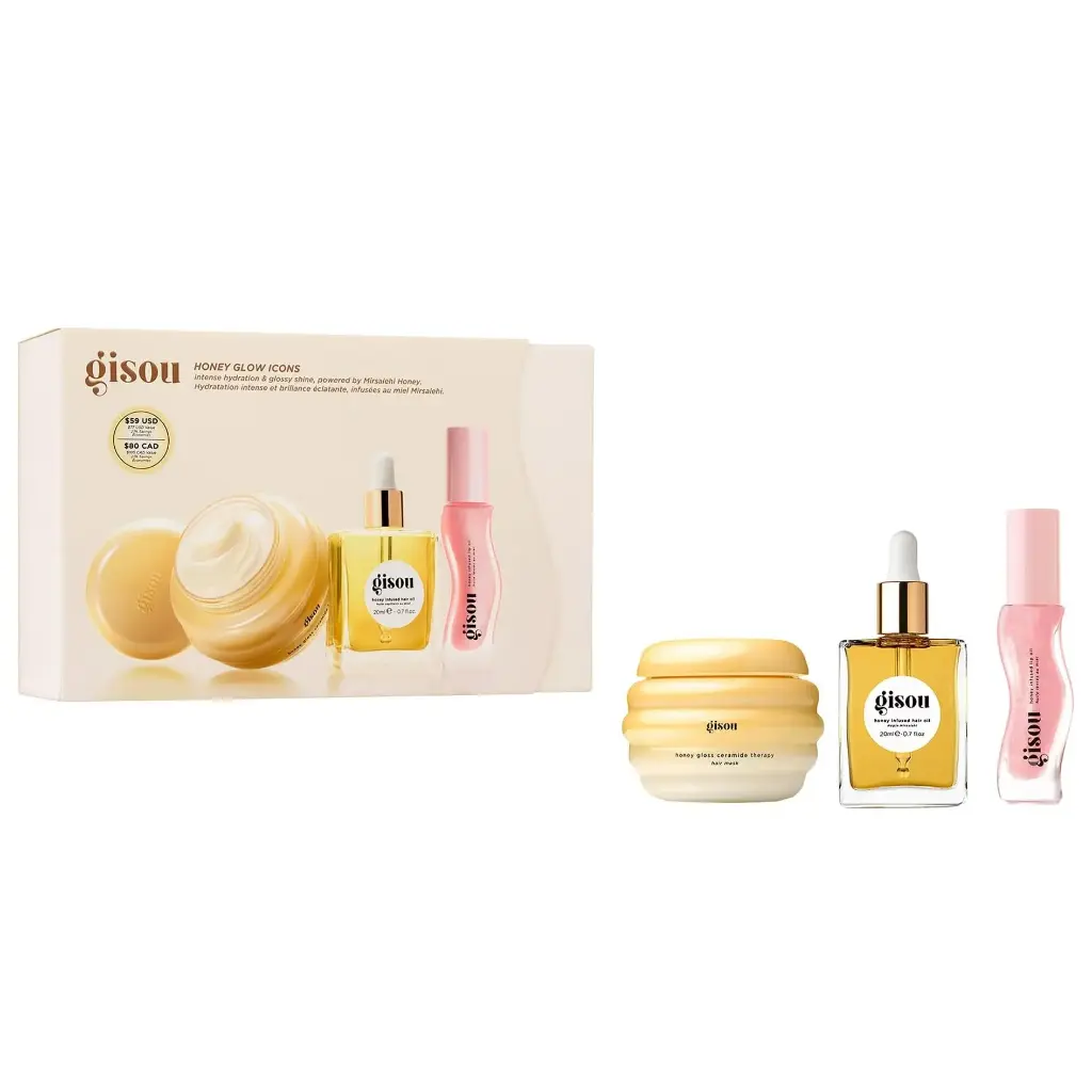 GISOU - SET HONEY GLOW ICONS HAIR & LIP 3 PCS