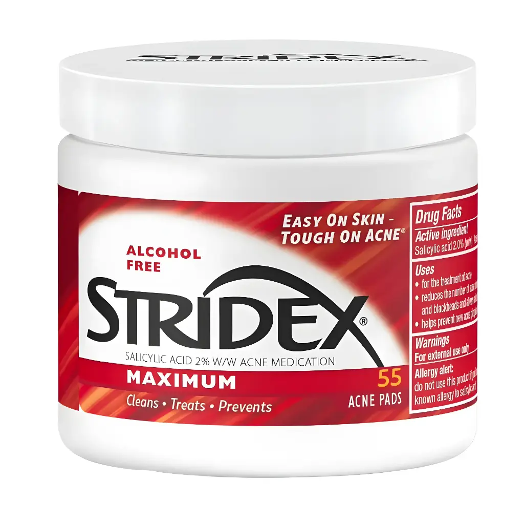 STRIDEX - MEDICATED ACNE TREATMENT PADS MAXIMUM STRENGTH 2.0% SALICYLIC ACID 55 ACNE PADS