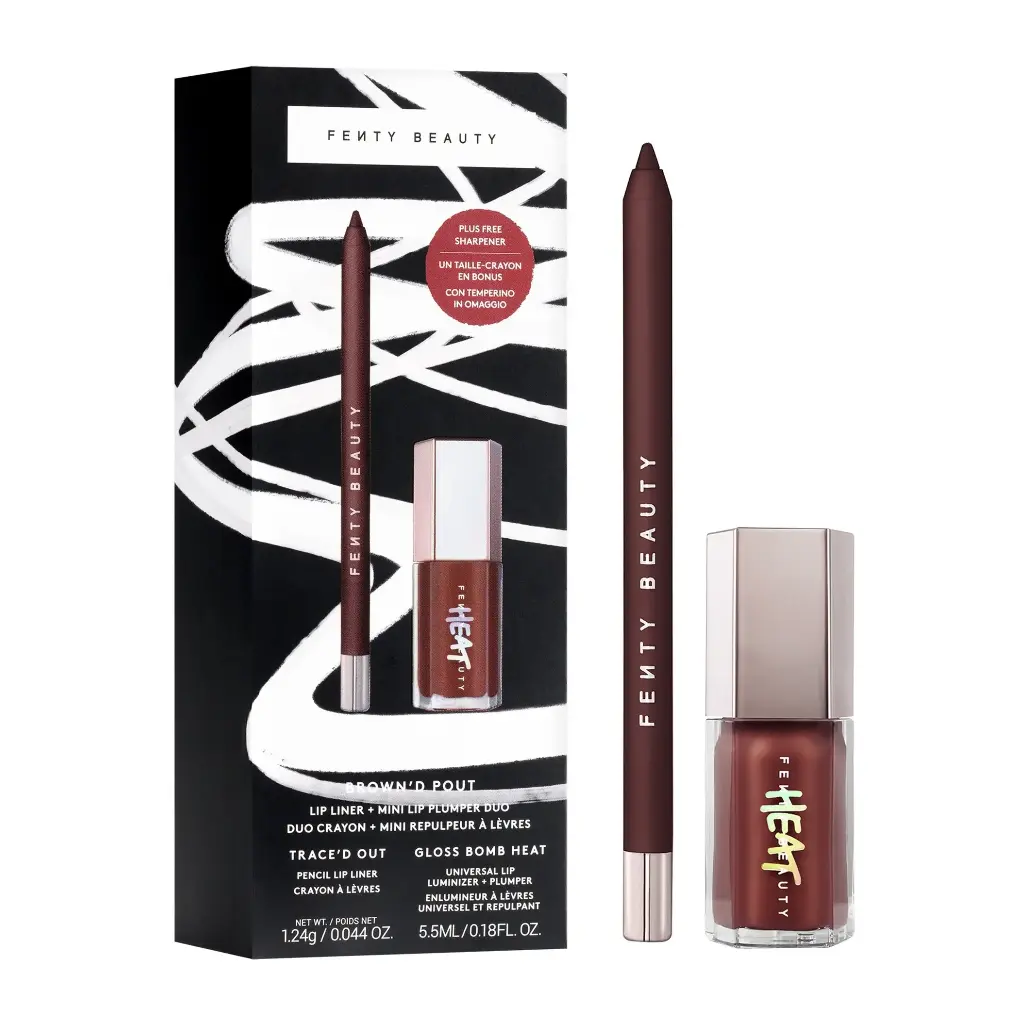 FENTY BEAUTY - BROWND POUT LIP LINER + MINI LIP PLUMPER DUO WITH SHARPENER