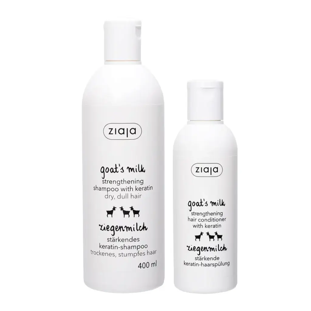 ZIAJA - GOATS MILK WITH KERATIN HAIR SHAMPOO 400 ML + GOATS MILK NOURISHING HAIR CONDITIONER 200 ML