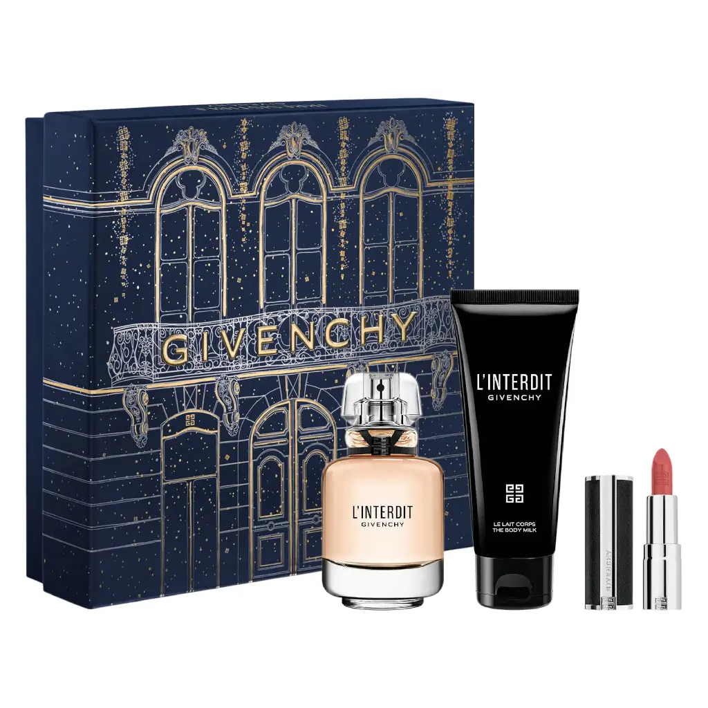 GIVENCHY - GIFT SET LINTERDIT EDP 50ML + BODY MILK 75ML + ROUGE INTENSE SILK 1.5G 