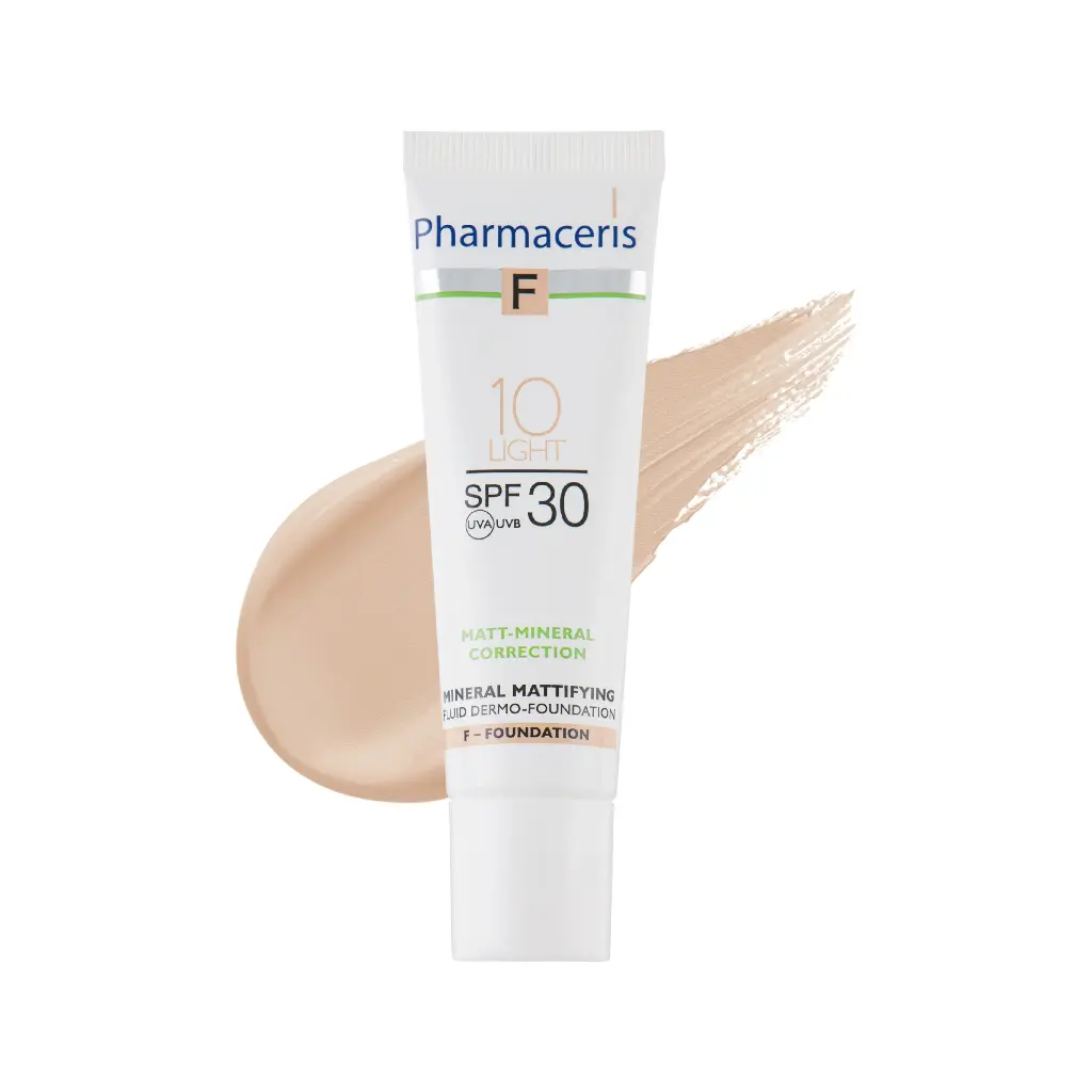 PHARMACERIS - F MINERAL MATTIFYING FLUID DERMO-FOUNDATION SPF30 NATURAL MATT FINISH 30ML