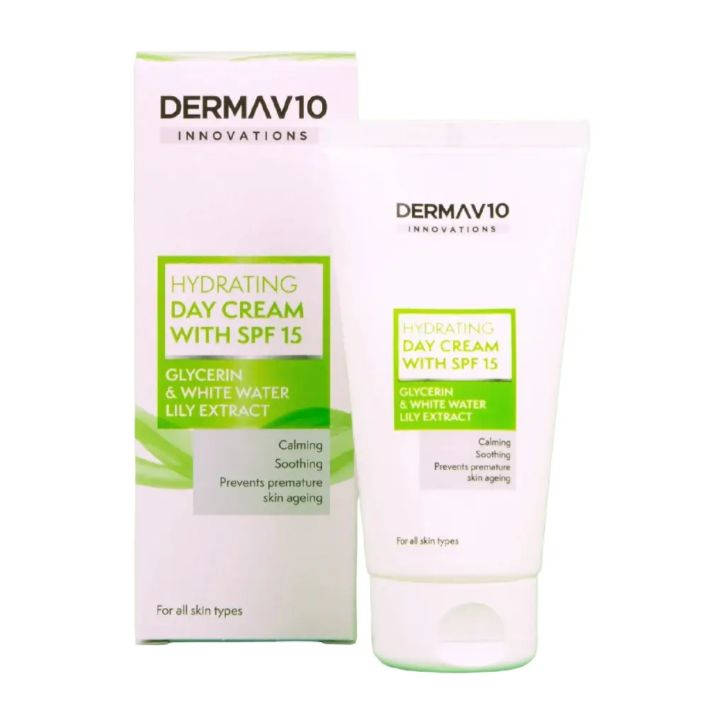 DERMAV10 - HYDRATING GLYCERIN & WHITE WATER LILY EXTRACT DAY CREAM SPF15 - 50ML