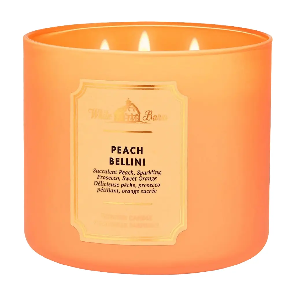BATH & BODY WORKS - PEACH BELLINI CANDLE 411G