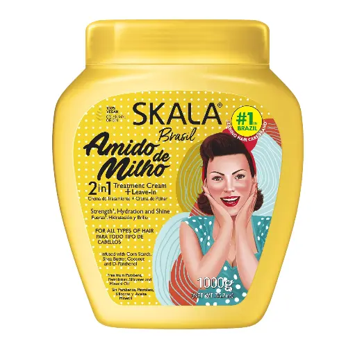 SKALA - AMIDO DE MILHO 2 IN 1 CREMA CORNSTARCH EXTRACT CREAM SUITABLE FOR ALL HAIR TYPES MOISTURIZES HAIR AND REPAIRS DRY HAIR CAUSED BY HEAT 1000G