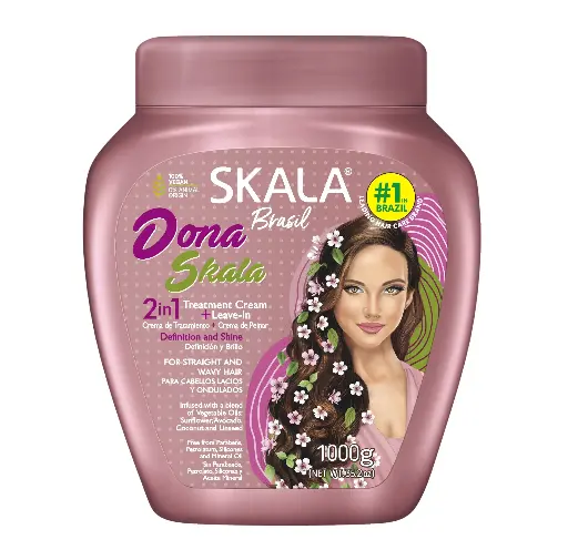 سكالا - حمام زيت دونا سكالا 2 في 1 كريم بخلاصة زيوت نباتية (عباد الشمس، أفوكادو، جوز الهند، وكتان) يقوّي الشعر ويوفّر لمعان وتغذية 1000 جرام