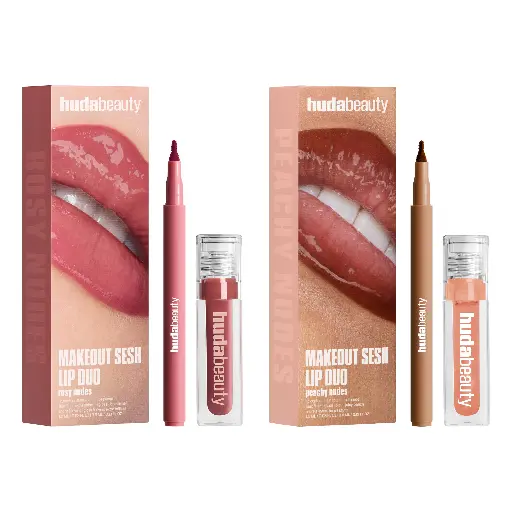 هدى بيوتي - طقم شفاه ميكاوت سِش محدد وملون 1 مل + زيت شفاه 3.9 مل