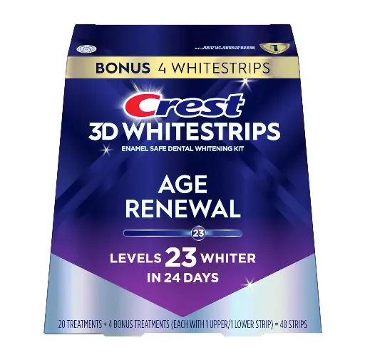 CREST - 3D WHITESTRIPS AGE RENEWAL TEETH WHITENING LEVELS 23 WHITER IN 24 DAYS KIT 48 STRIPS