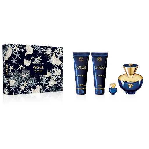 VERSACE - GIFT SET DYLAN BLUE POUR FEMME EDP 100ML + 5ML + SHOWER GEL 100ML + LOTION 100ML